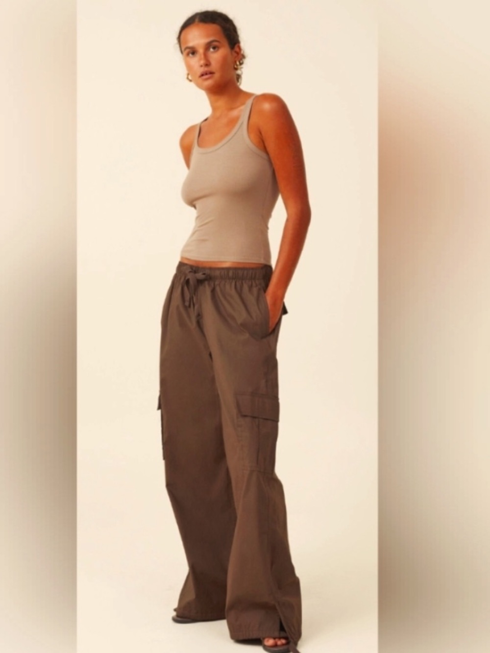 Cotton On Wide-Leg Cargo Pants Brown